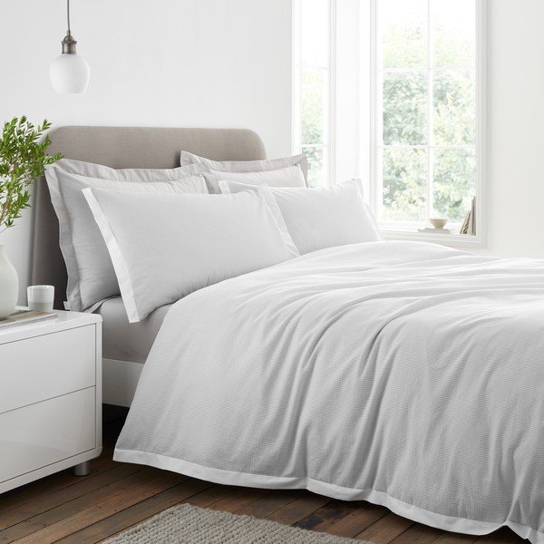 Gaiši pelēka divguļamā trīsdaļīga gultas veļa no kokvilnas perkala 200x200 cm Seersucker Woven Stripe – Bianca-image-1