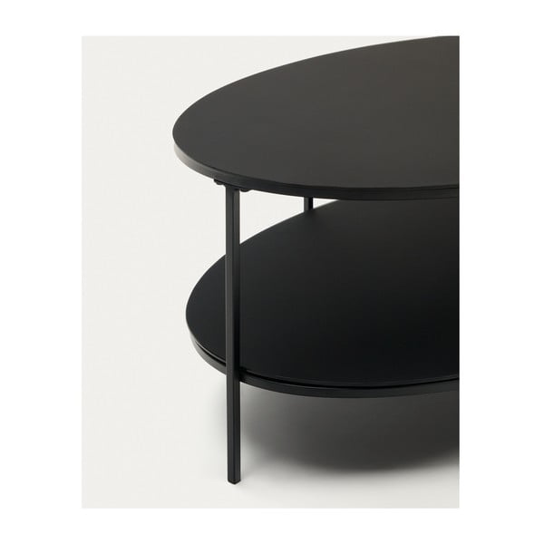 Melns žurnālgaldiņš ar stikla galda virsmu 65x110 cm Fideia – Kave Home-image-3