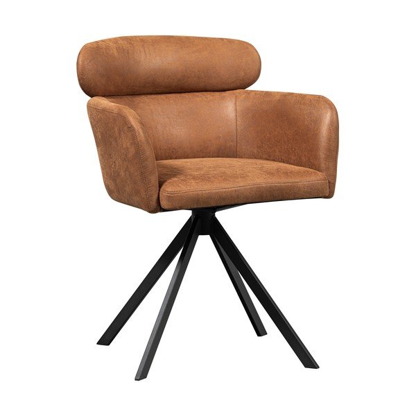 Konjakbrūns polsterēts ēdamistabas krēsls ar roku balstiem Fenne – WOOOD