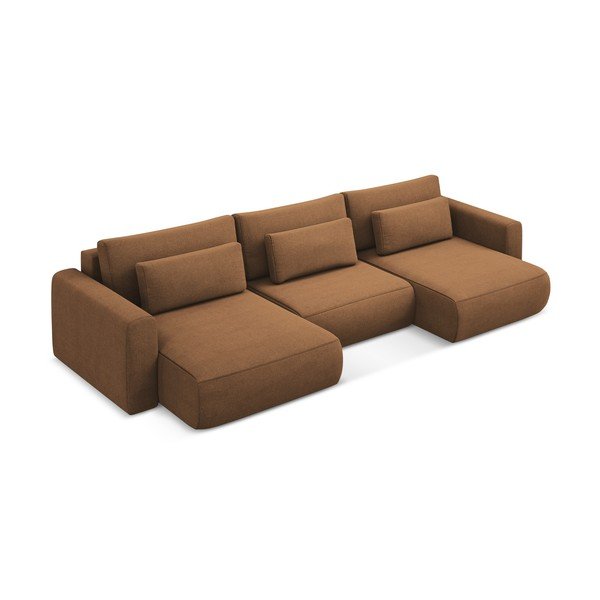 Terakotas oranžs salokāms/ar uzglabāšanas vietu (U veida) stūra dīvāns Kapua – Makamii-image-2