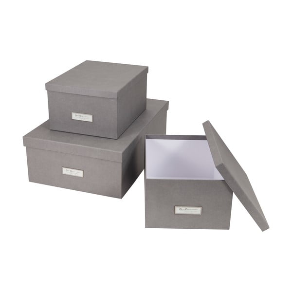 3 pelēku uzglabāšanas kastu komplekts Bigso-image-2