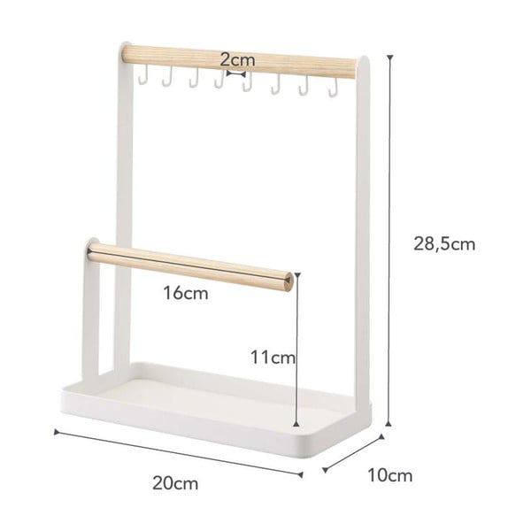 Balts daudzfunkcionāls stends ar dižskābarža koka detaļām YAMAZAKI Tosca-image-3