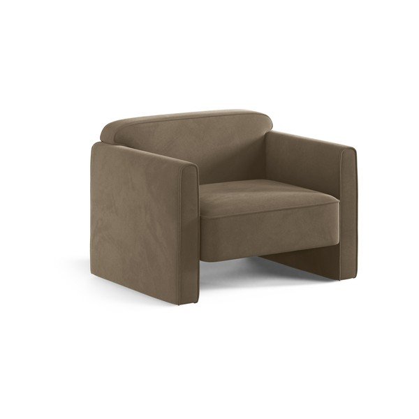 Pelēkbrūns samta atpūtas krēsls Abby – Micadoni 