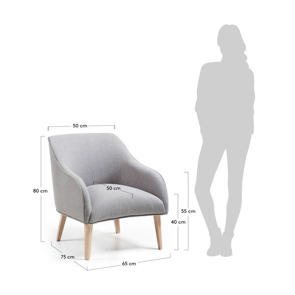 Pelēks atpūtas krēsls Kave Home Lobby-image-4