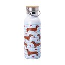 Gaiši zila/brūna nerūsējošā tērauda pudele ceļojumiem 425 ml Sausage Dog – Sass & Belle