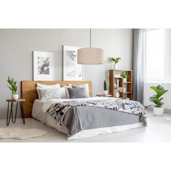 Bēša piekaramā lampa ar auduma abažūru ø 40 cm Shanti – Candellux Lighting-image-3