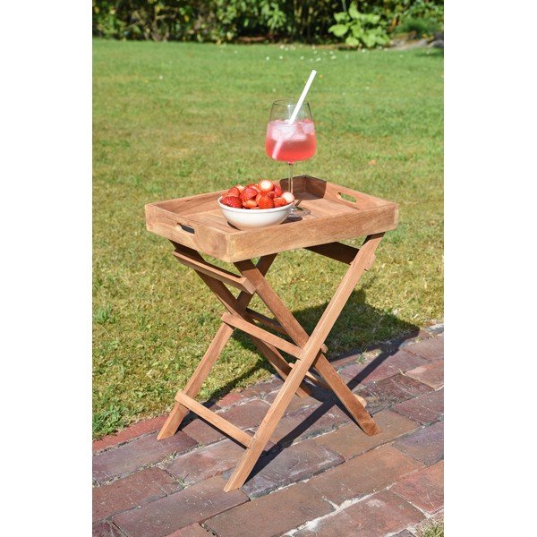 Tīkkoka masīvkoka dārza sānu galdiņš 29x39 cm Bacan – Garden Pleasure-image-1