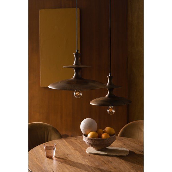 Tumša dabīga toņa mango masīvkoka piekaramā lampa ø 34 cm Cath – Dutchbone-image-4