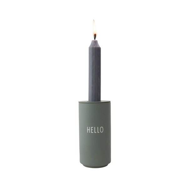 Zaļa porcelāna vāze Design Letters Hello, augstums 11 cm-image-1