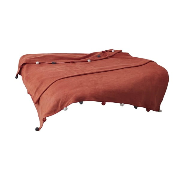 Ķieģeļu sarkans flīsa gultas pārklājs 150x200 cm Pom Pom – Mijolnir