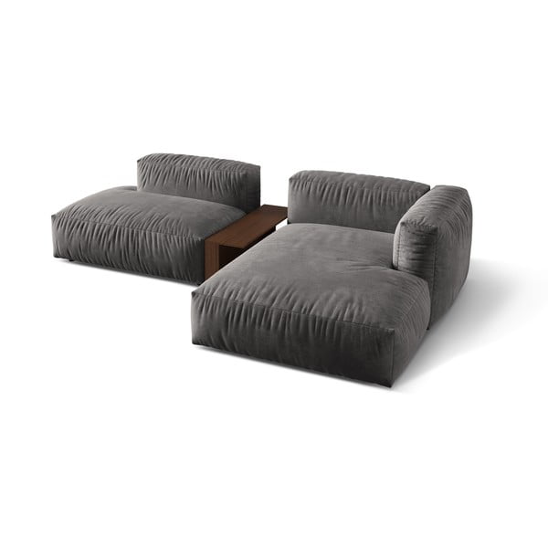 Pelēks samta modulārais stūra dīvāns (ar labo stūri/ar zvilni) Martina – Micadoni -image-2