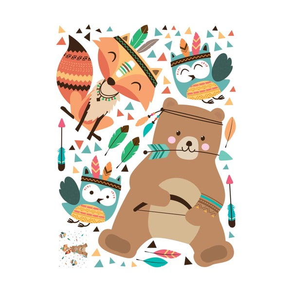 Bērnu sienas uzlīmes Ambiance Bear Indian Happy-image-2