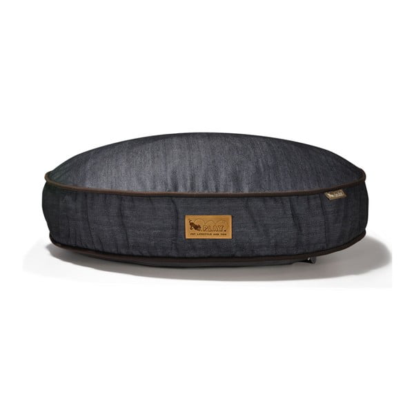 Tumši zila mājdzīvnieku gulta suņiem 28x90 cm Round Bed Denim Medieval Blue / Dark Chocolate M – P.L.A.Y.