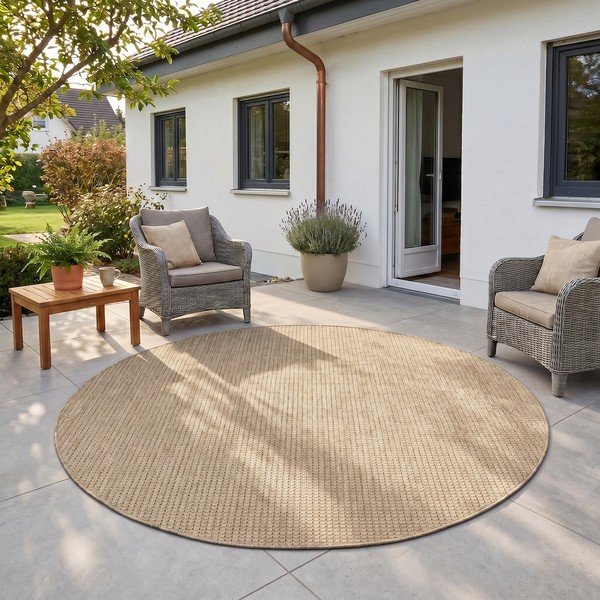 Bēšs apaļš iekštelpu un āra paklājs ø 160 cm Mira 1450 – Ayyildiz Carpets-image-1