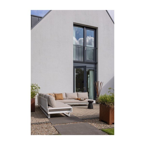 Balts/pelēks alumīnija dārza dīvāns (ar kreiso stūri) Flint – Exotan-image-2