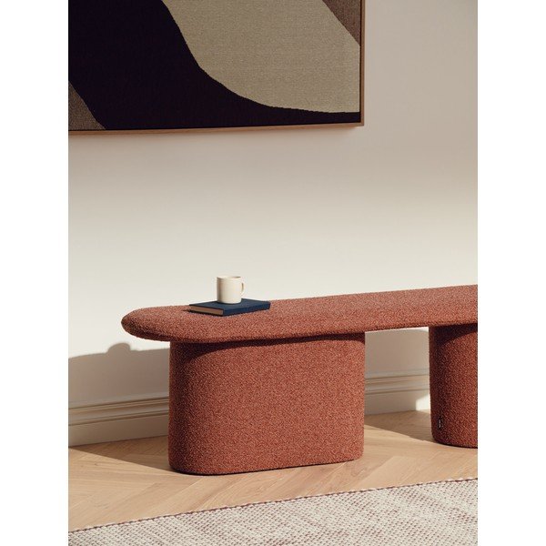 Ķieģeļu sarkans polsterēts sols no buklē auduma Rull – noo.ma-image-3