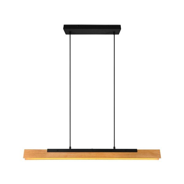 Matēti melna LED piekaramā lampa ar koka abažūru Kerala – Trio