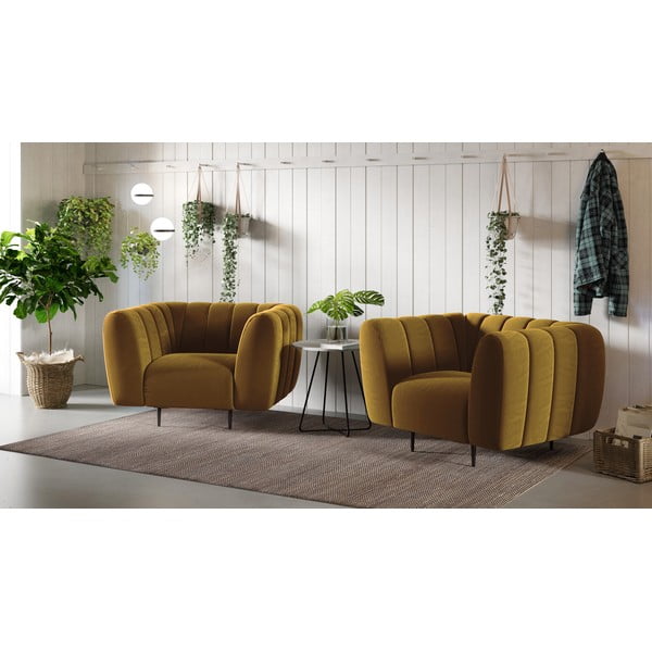 Medus dzeltens samta atpūtas krēsls Ghado Shel-image-1