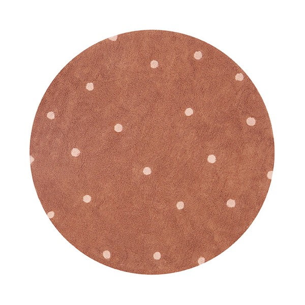 Ķieģeļu sarkans mazgājams/ar rokām darināts kokvilnas bērnu paklājs ø140 cm Round Dot Chestnut – Lorena Canals