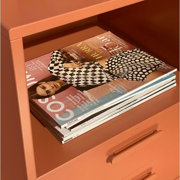 Sarkans sienas naktsgaldiņš ar 2 atvilktnēm Keep by Hammel-image-3