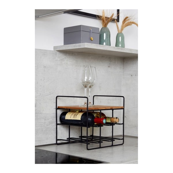 Vīna statīvs 6 vīna pudelēm ar bambusa plauktu Wenko Loft-image-3