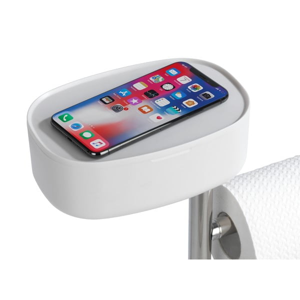 Balts/sudraba krāsas nerūsējošā tērauda tualetes papīra turētājs ar statīvu Rivazza – Wenko-image-2