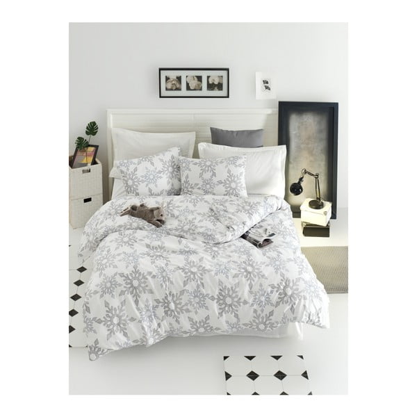 Ranforce kokvilnas palagi divguļamai gultai Mijolnir Irene White, 160 x 220 cm