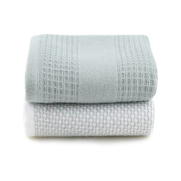 Piparmētru zaļi/pelēki vafeļu dvieļi (2 gab.) 40x60 cm Betty – Foutastic-image-3