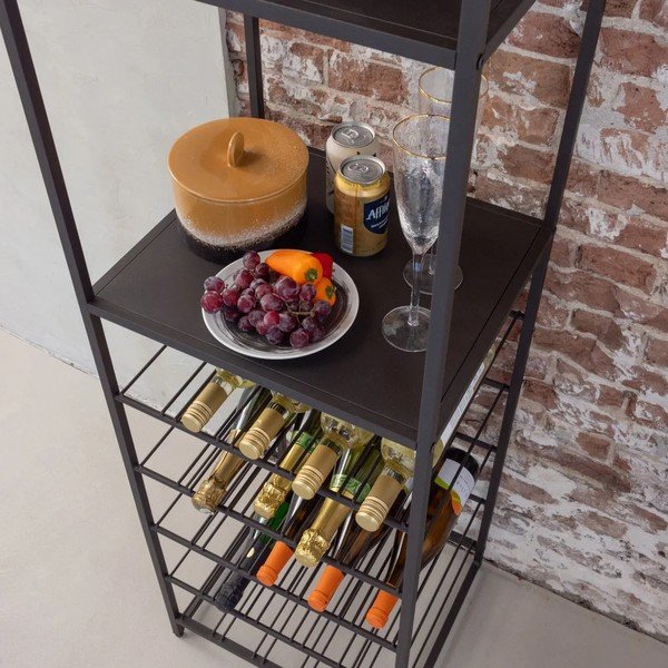 Tumši brūns vīna skapis pudeļu skaits 25, 45x185x40 cm Reese – WOOOD-image-2