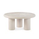 Krēmkrāsas apaļš žurnālgaldiņš ar akmens imitāciju ø 80 cm Iriel – MOME