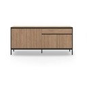 Dabīga toņa zema kumode ar ozolkoka imitāciju 180x80 cm Lorenza – Marckeric