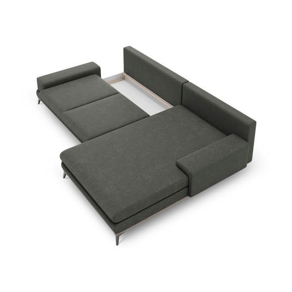 Tumši pelēks izvelkamais stūra dīvāns ar veļas kasti Windsor & Co Sofas Planet, labais stūris-image-3