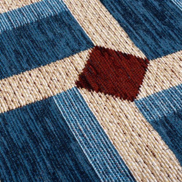 Zils celiņa paklājs 60x230 cm Lennox Geometric – Flair Rugs-image-3