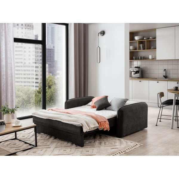 Tumši pelēks salokāms/ar uzglabāšanas vietu dīvāns no šenila auduma 155 cm Laine – ELTAP-image-4