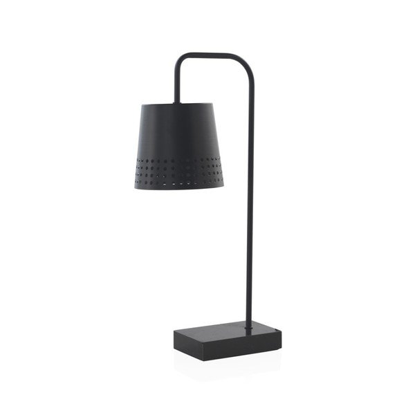 Melna galda lampa ar marmora pamatni Geese, augstums 48 cm