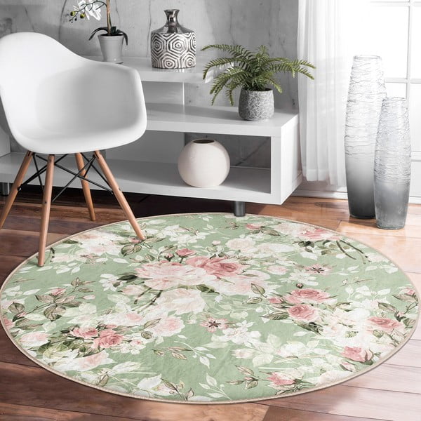 Gaiši zaļš mazgājams robotu putekļu sūcējiem piemērots apaļš paklājs ø 120 cm Comfort – Mila Home-image-3