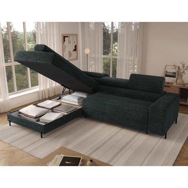 Zaļš velveta stūra dīvāns (ar kreiso stūri/L veida) Colesio – ELTAP-image-3