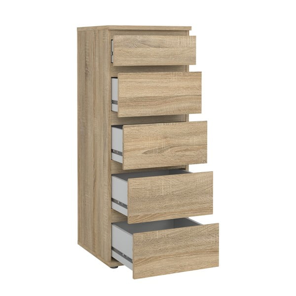 Dabīga toņa augsta kumode ar ozolkoka imitāciju 40x107 cm Nova – Tvilum-image-3