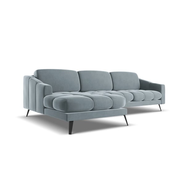 Gaiši zils samta stūra dīvāns (ar kreiso stūri) Nalu – Makamii-image-3