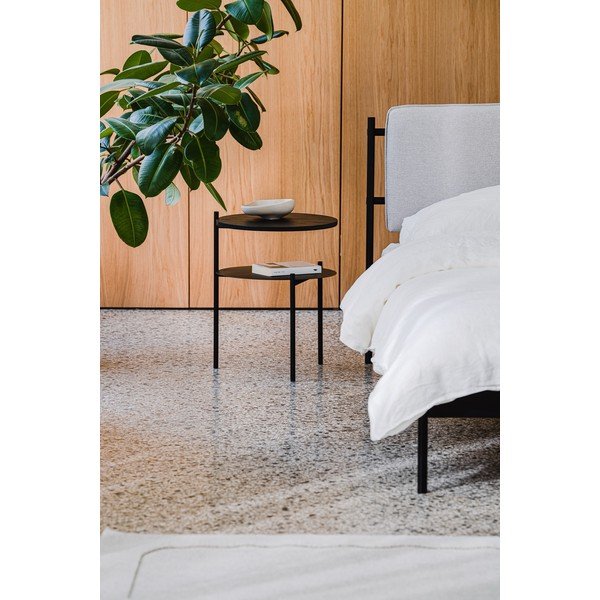 Melns naktsskapītis ar ozolkoka imitācijas galda virsmu Tu – noo.ma-image-2