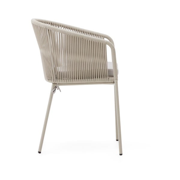 Krēmkrāsas metāla/polsterēts dārza krēsls Yanet – Kave Home-image-3
