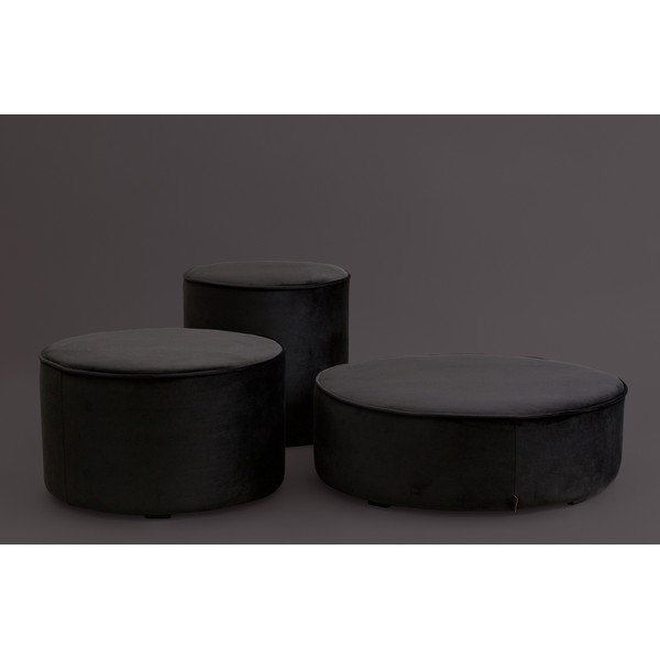 Melns samta pufs WOOOD Sara, ⌀ 60 cm-image-1