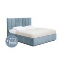 Zila polsterēta divvietīga gulta ar veļas kasti ar matraci un redelēm 180x200 cm Thessa Bold Line – Bonami Selection