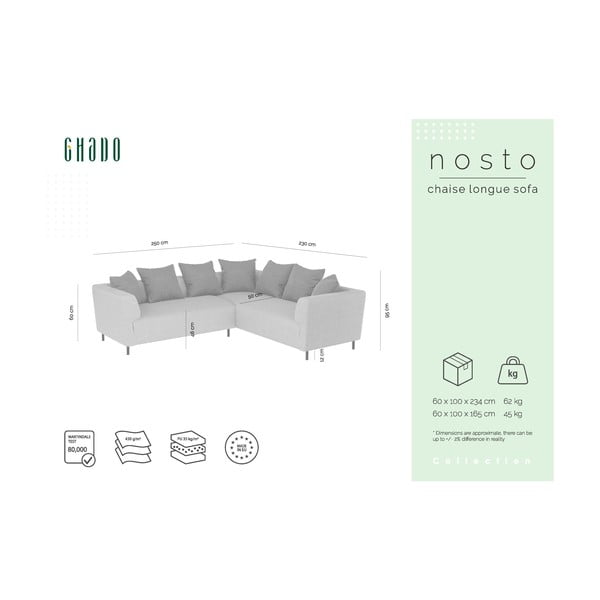 Pelēki bēšs stūra dīvāns Ghado Nosto, labais stūris-image-3