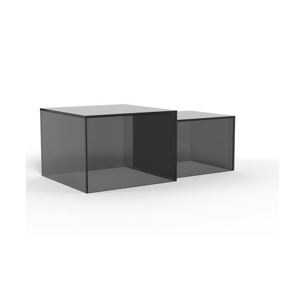 Pelēki stikla žurnālgaldiņi (2 gab.) 50x50 cm Dice – Actona-image-4