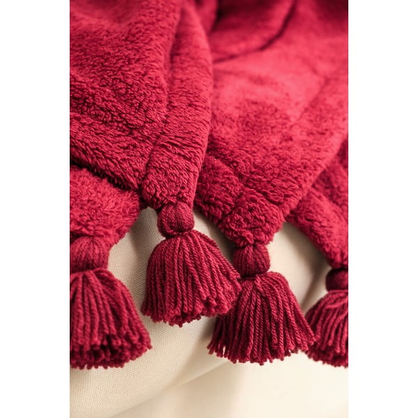 Sarkans mikroplīša gultas pārklājs divguļamai gultai 200x220 cm Puffy – Mijolnir-image-2