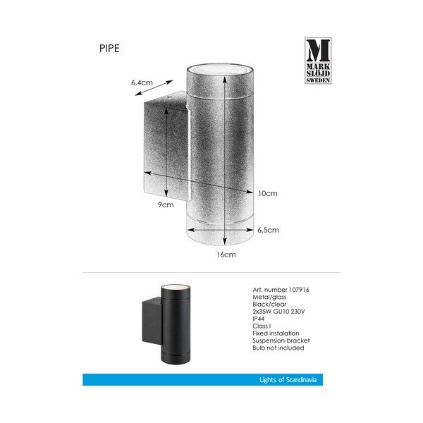 Sienas āra lampa (augstums 16 cm) Pipe – Markslöjd-image-2