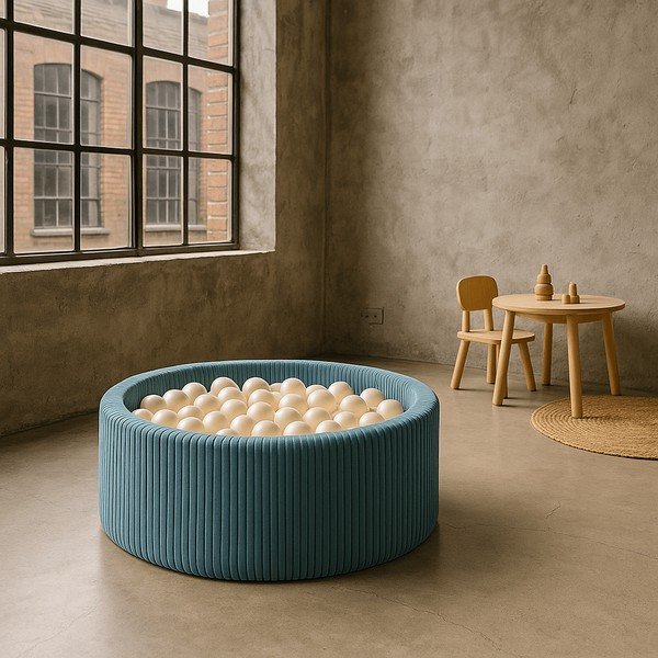 Tirkīzzils velveta bumbu baseins ø 90x30 cm Montessori – Meowbaby-image-1