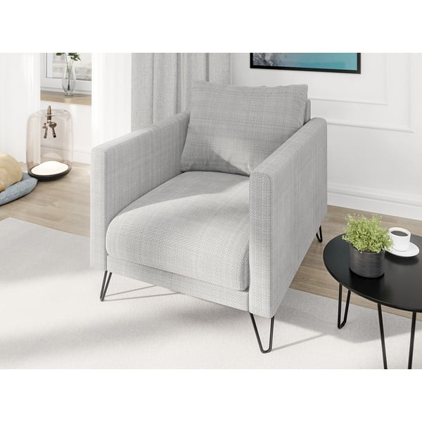 Gaiši pelēks atpūtas krēsls no šenila auduma Freya – Ropez-image-3
