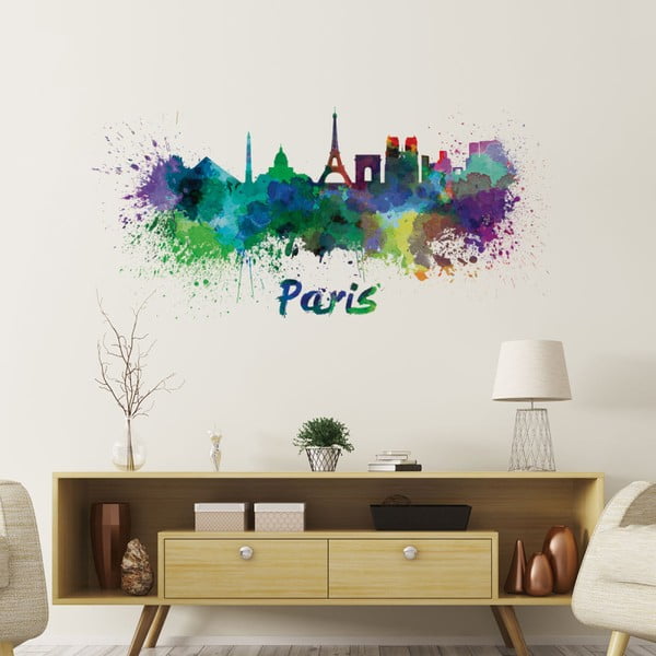 Sienas uzlīme Ambiance Sienas uzlīme Paris Design Akvarelis, 60 x 125 cm